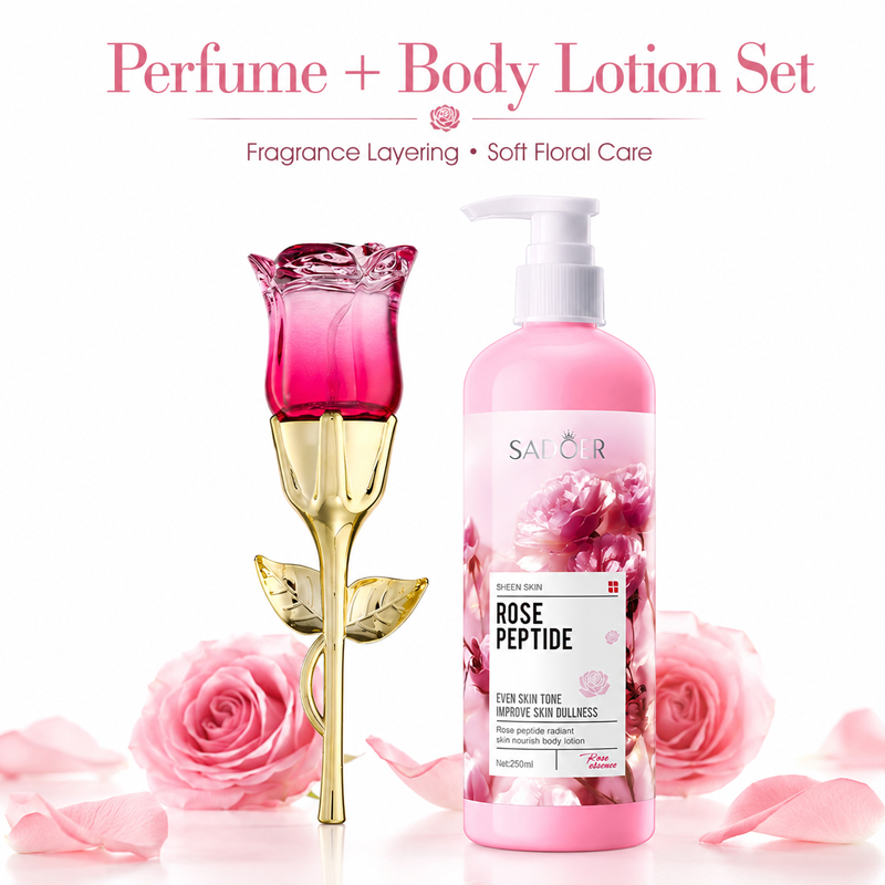 Rose Perfume & Body Lotion Set - Perfume Fragrance Body Lotion ulasan dan harga