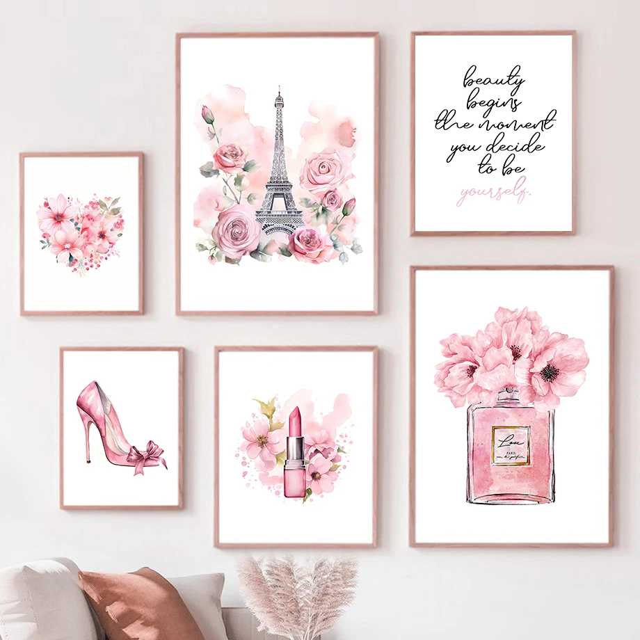 Paris Fashion Art Poster Pink  - Perfume Villa Fragrance ulasan dan harga